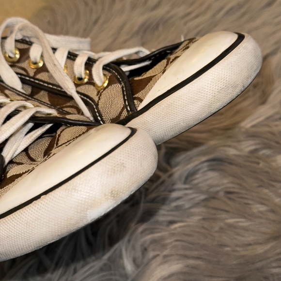 Y2K Coach Barrett Brown Khaki Signature Logo Jacquard Sneakers Size 9 - Picture 5 of 7